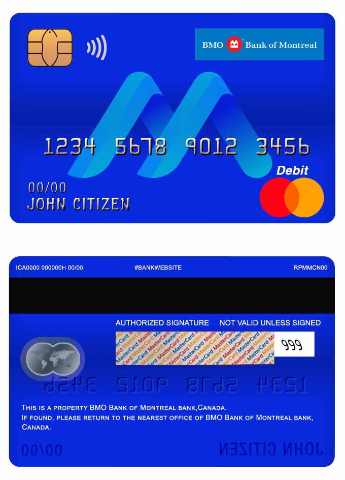 Canada BMO Bank of Montreal bank master debit card